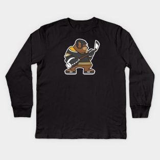 Boston Bruins Bear Hockey Design Kids Long Sleeve T-Shirt